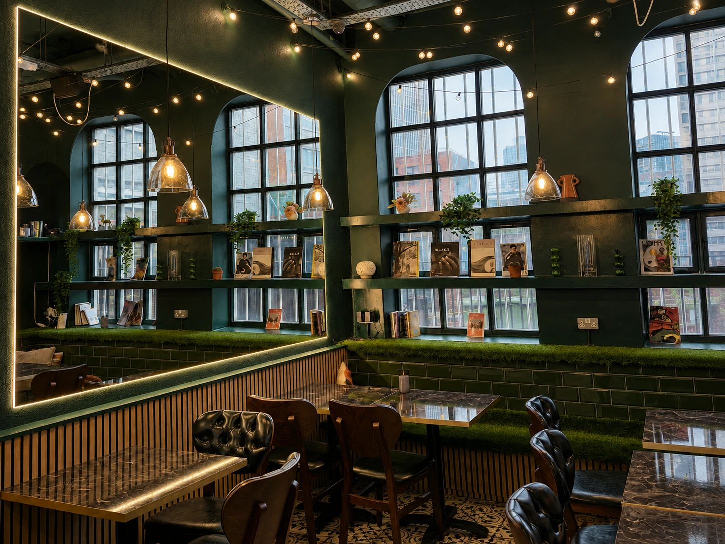 Warm window seating inside No Rush Specialty Coffee